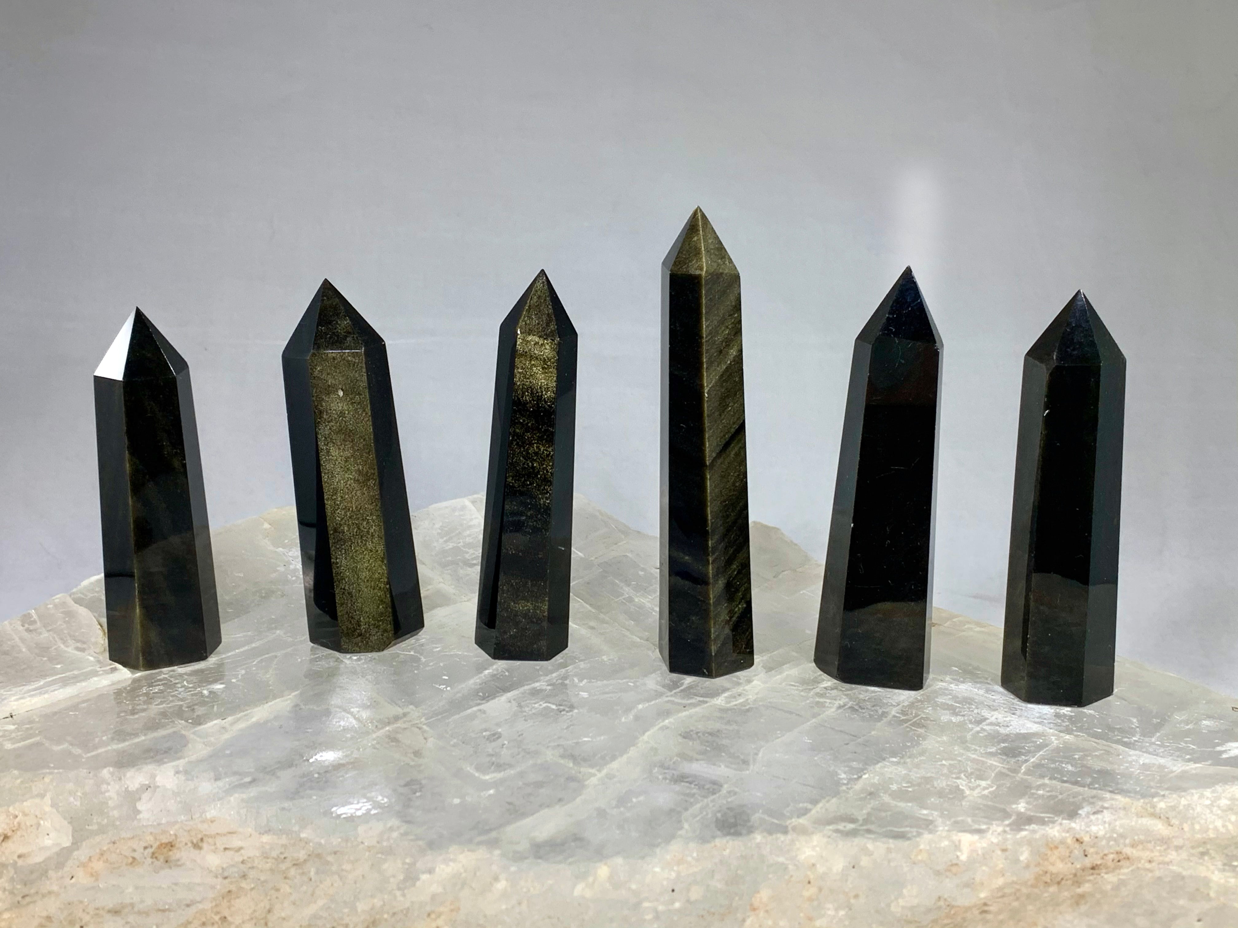 Gold Sheen Black Obsidian Towers